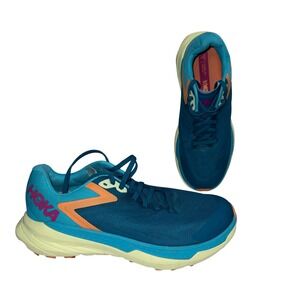 Hoka Zinal Trail Running Shoes Womens 8.5B Teal Orange Good Hiking Outdoors